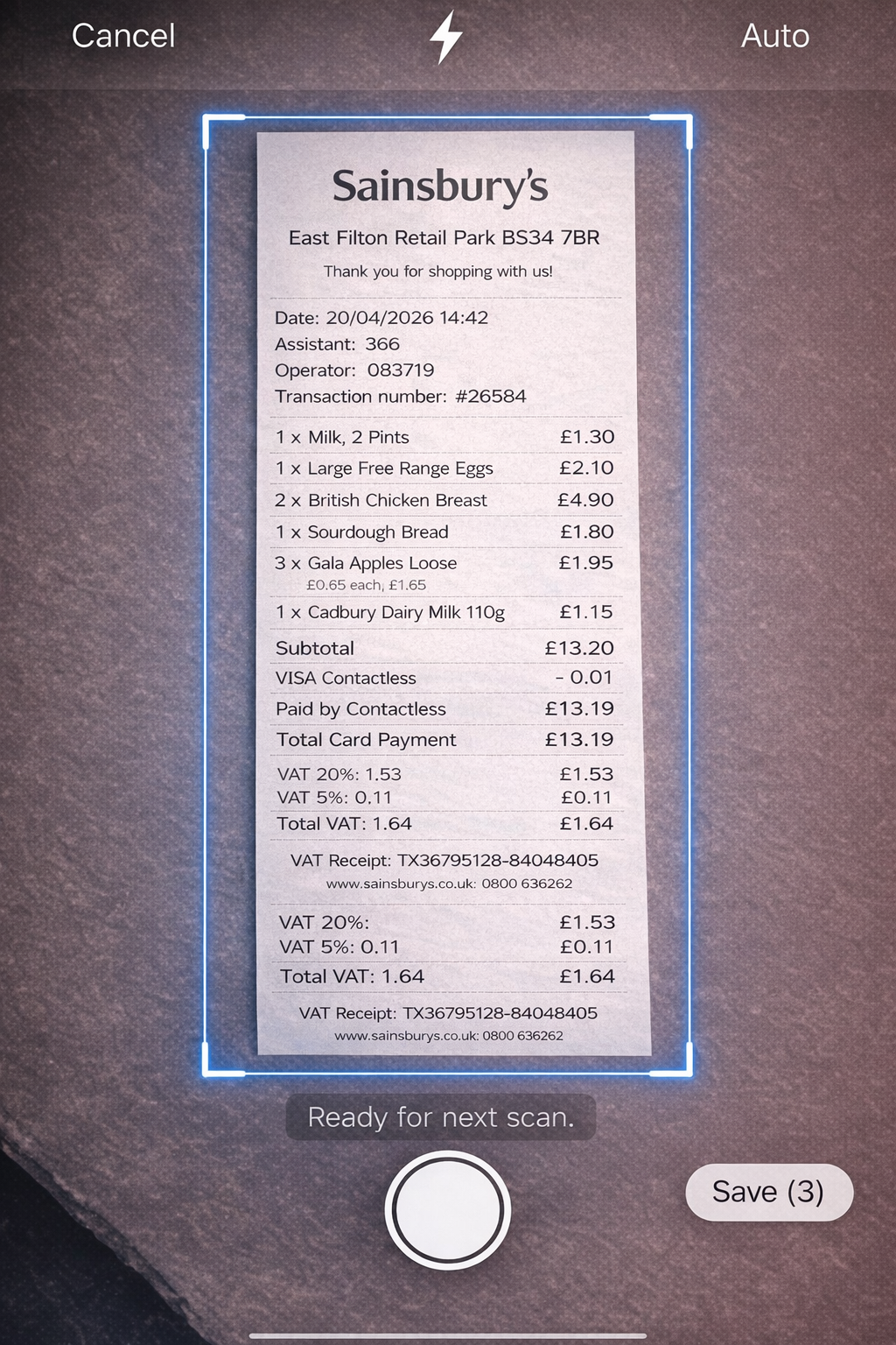 Portofelo app — receipt scanning feature